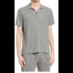 NWOT ATM Anthony Thomas Melillo Mineral Wash Pique Regular Fit Polo Slate Size S